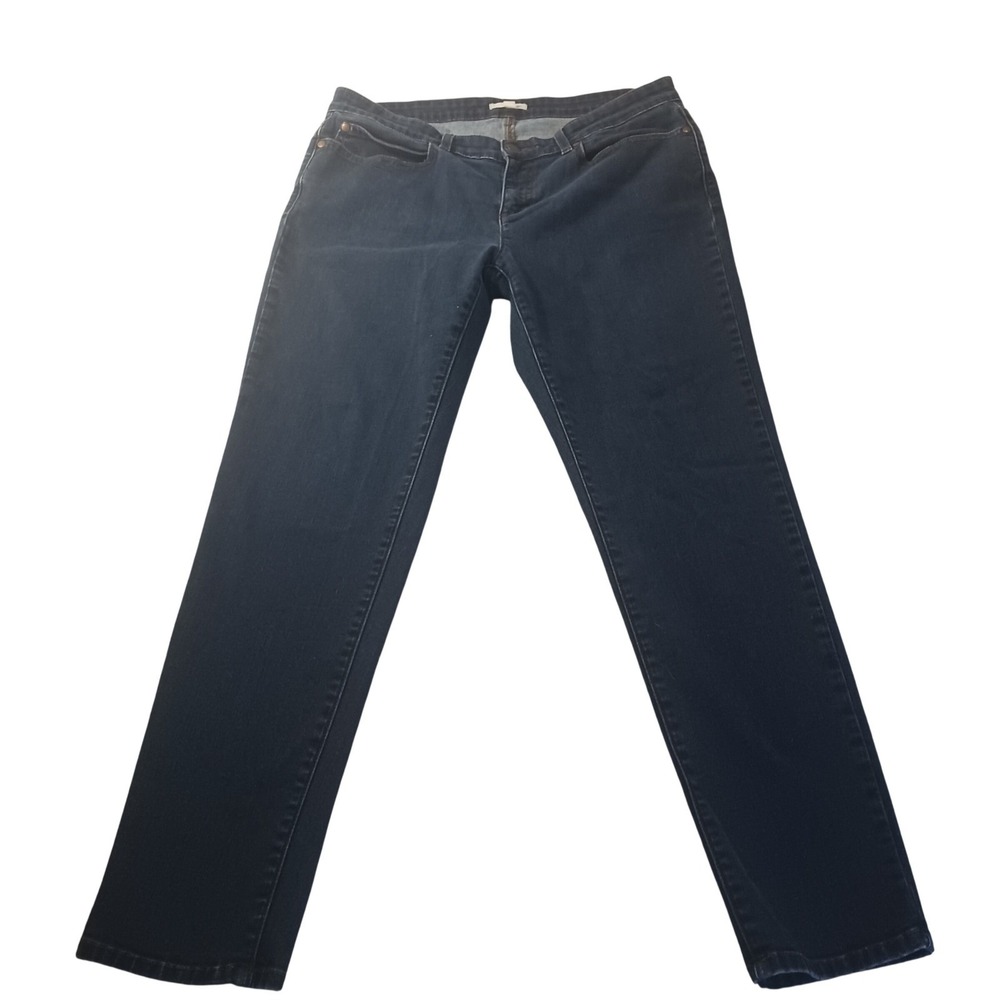 Eileen Fisher Slim Straight Jeans Womens 14 Petite Plus Size Dark Wash Indigo